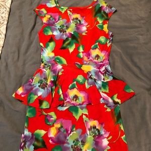 Red peplum bodycon dress